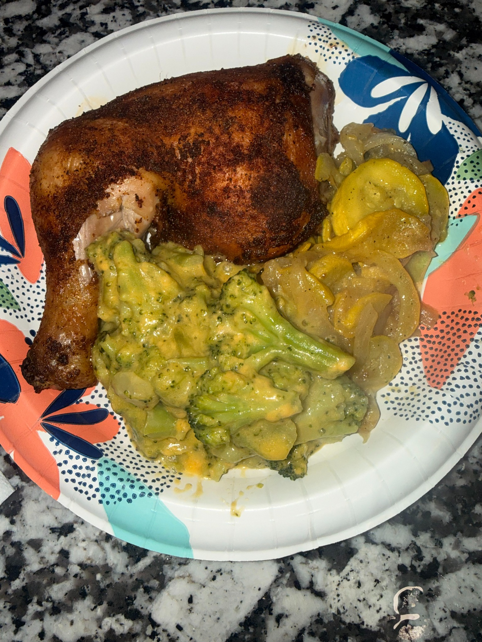 Roasted chicken with broccoli and squash